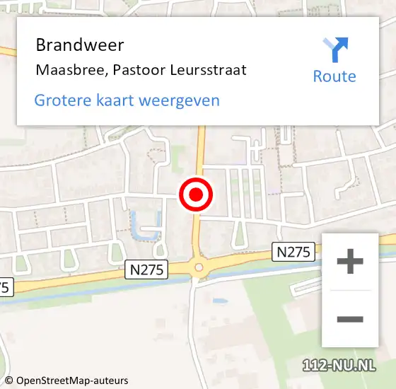 Locatie op kaart van de 112 melding: Brandweer Maasbree, Pastoor Leursstraat op 18 april 2017 08:15