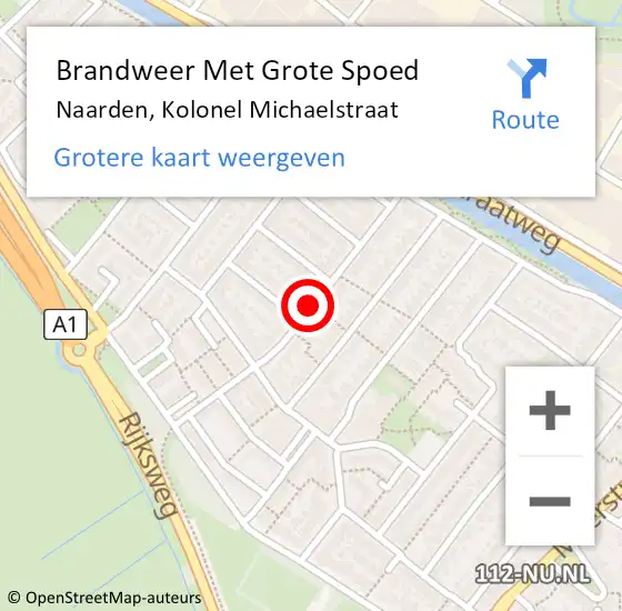 Locatie op kaart van de 112 melding: Brandweer Met Grote Spoed Naar Naarden, Kolonel Michaelstraat op 18 april 2017 08:20