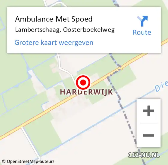 Locatie op kaart van de 112 melding: Ambulance Met Spoed Naar Lambertschaag, Oosterboekelweg op 18 april 2017 08:23