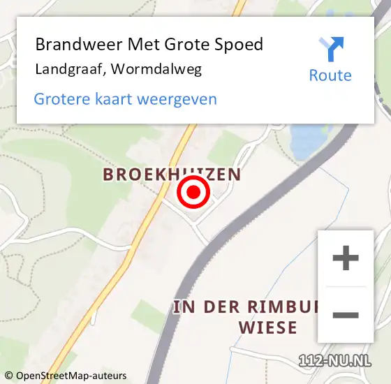 Locatie op kaart van de 112 melding: Brandweer Met Grote Spoed Naar Landgraaf, Wormdalweg op 18 april 2017 08:25