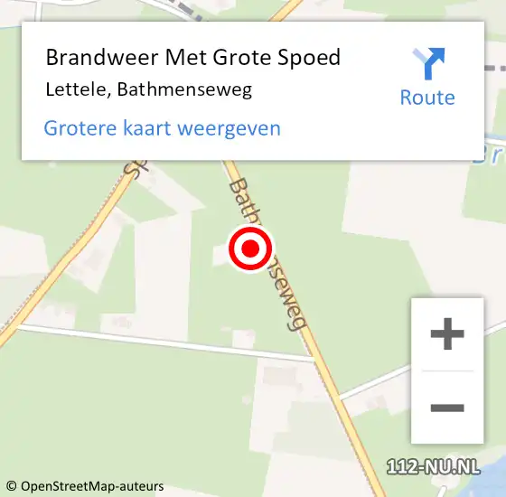 Locatie op kaart van de 112 melding: Brandweer Met Grote Spoed Naar Lettele, Bathmenseweg op 18 april 2017 08:36