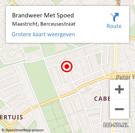 Locatie op kaart van de 112 melding: Brandweer Met Spoed Naar Maastricht, Berceusestraat op 18 april 2017 08:44