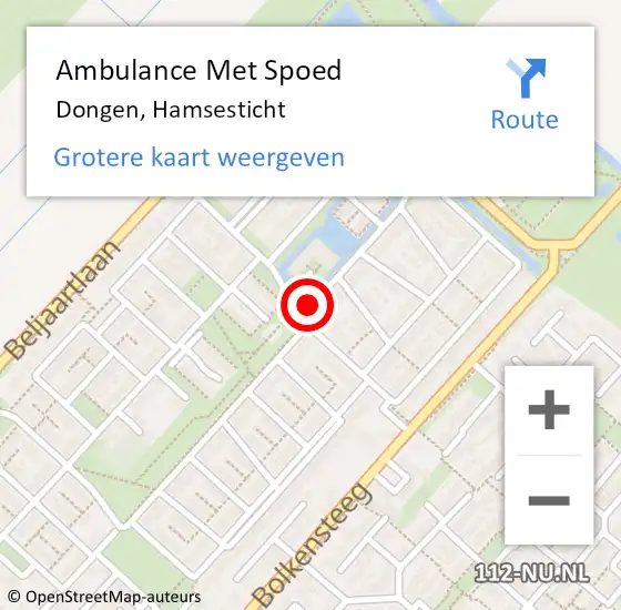 Locatie op kaart van de 112 melding: Ambulance Met Spoed Naar Dongen, Hamsesticht op 18 april 2017 09:04