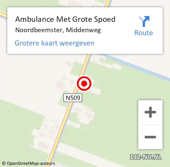 Locatie op kaart van de 112 melding: Ambulance Met Grote Spoed Naar Noordbeemster, Middenweg op 18 april 2017 09:29