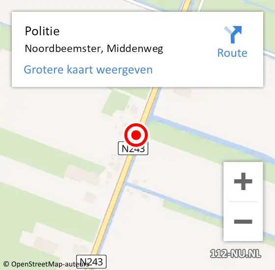 Locatie op kaart van de 112 melding: Politie Noordbeemster, Middenweg op 18 april 2017 09:31