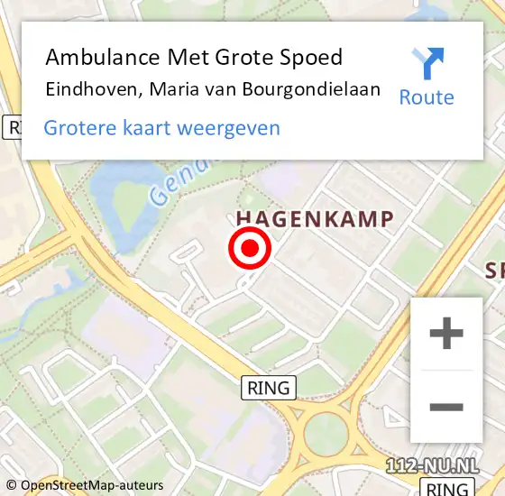 Locatie op kaart van de 112 melding: Ambulance Met Grote Spoed Naar Eindhoven, Maria van Bourgondielaan op 18 april 2017 09:35