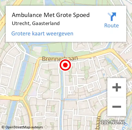 Locatie op kaart van de 112 melding: Ambulance Met Grote Spoed Naar Utrecht, Gaasterland op 18 april 2017 09:47