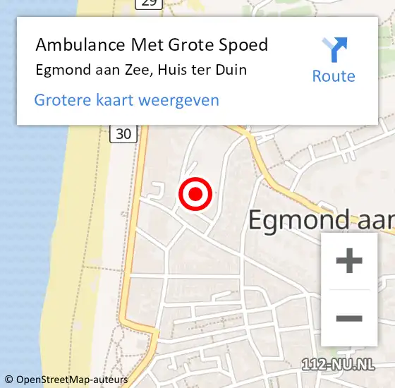 Locatie op kaart van de 112 melding: Ambulance Met Grote Spoed Naar Egmond aan Zee, Huis ter Duin op 18 april 2017 10:03