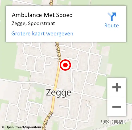 Locatie op kaart van de 112 melding: Ambulance Met Spoed Naar Zegge, Spoorstraat op 18 april 2017 10:29