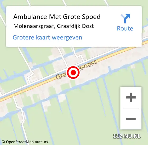 Locatie op kaart van de 112 melding: Ambulance Met Grote Spoed Naar Molenaarsgraaf, Graafdijk Oost op 17 januari 2014 13:55