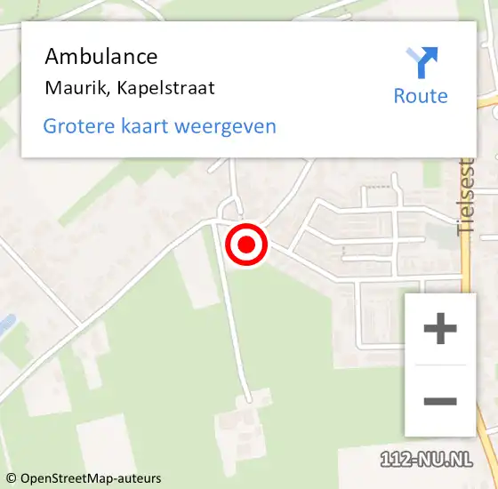 Locatie op kaart van de 112 melding: Ambulance Maurik, Kapelstraat op 18 april 2017 11:13