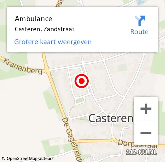 Locatie op kaart van de 112 melding: Ambulance Casteren, Zandstraat op 18 april 2017 11:27