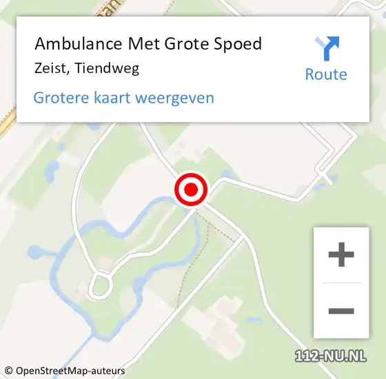 Locatie op kaart van de 112 melding: Ambulance Met Grote Spoed Naar Zeist, Tiendweg op 18 april 2017 11:43