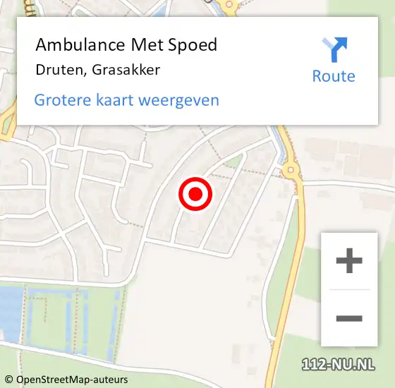 Locatie op kaart van de 112 melding: Ambulance Met Spoed Naar Druten, Grasakker op 18 april 2017 11:45