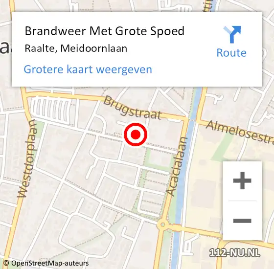 Locatie op kaart van de 112 melding: Brandweer Met Grote Spoed Naar Raalte, Meidoornlaan op 18 april 2017 11:47