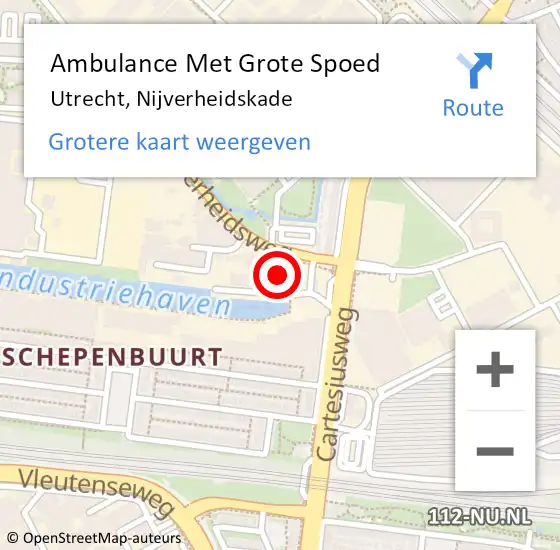 Locatie op kaart van de 112 melding: Ambulance Met Grote Spoed Naar Utrecht, Nijverheidskade op 18 april 2017 12:05