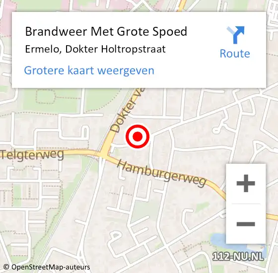 Locatie op kaart van de 112 melding: Brandweer Met Grote Spoed Naar Ermelo, Dokter Holtropstraat op 18 april 2017 12:59