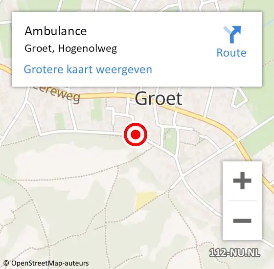 Locatie op kaart van de 112 melding: Ambulance Groet, Hogenolweg op 18 april 2017 13:02