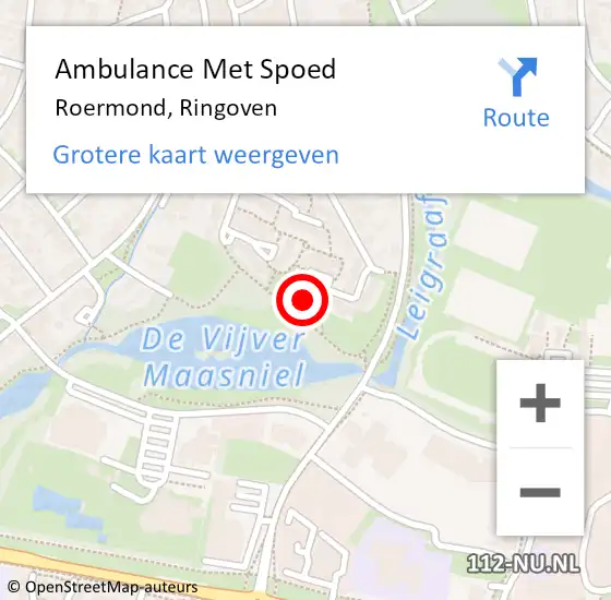 Locatie op kaart van de 112 melding: Ambulance Met Spoed Naar Roermond, Ringoven op 18 april 2017 13:13