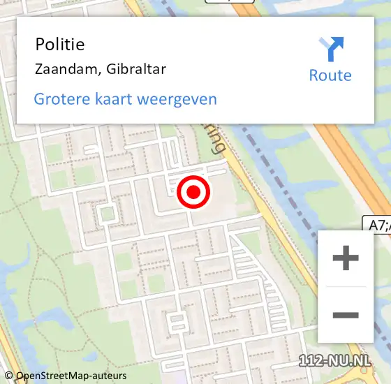 Locatie op kaart van de 112 melding: Politie Zaandam, Gibraltar op 18 april 2017 13:30