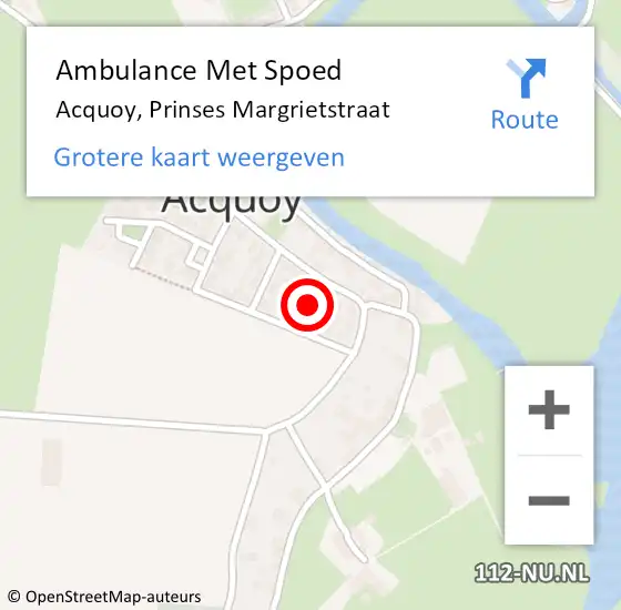 Locatie op kaart van de 112 melding: Ambulance Met Spoed Naar Acquoy, Prinses Margrietstraat op 18 april 2017 13:53