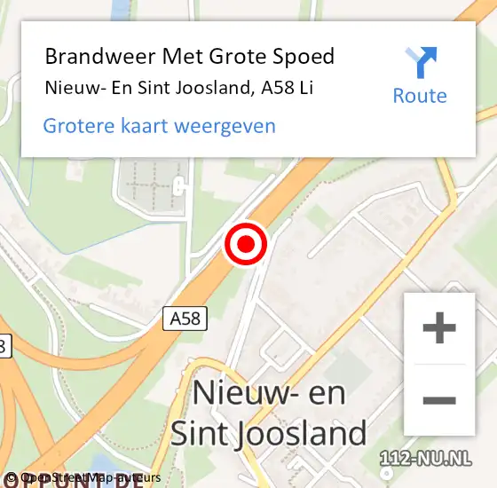 Locatie op kaart van de 112 melding: Brandweer Met Grote Spoed Naar Nieuw- En Sint Joosland, A58 L hectometerpaal: 166,0 op 18 april 2017 14:32