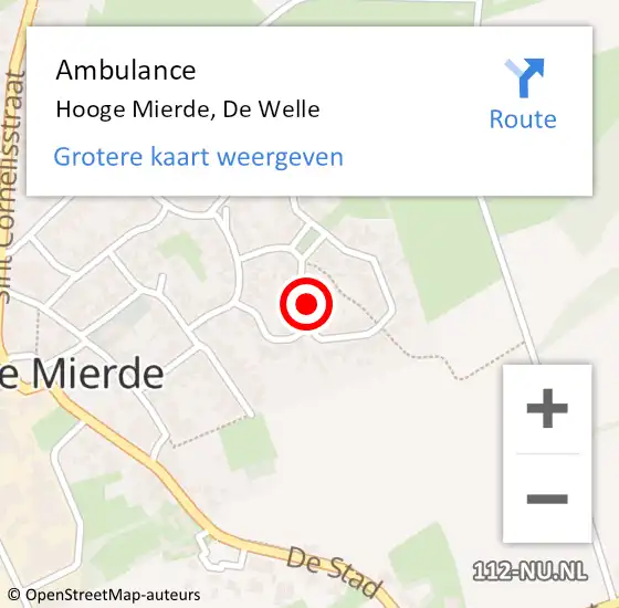 Locatie op kaart van de 112 melding: Ambulance Hooge Mierde, De Welle op 18 april 2017 15:18