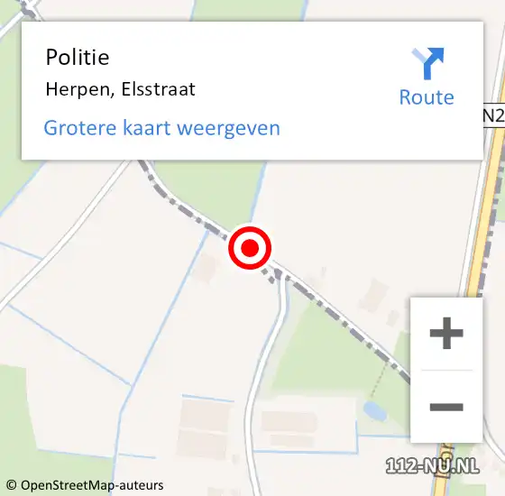 Locatie op kaart van de 112 melding: Politie Herpen, Elsstraat op 18 april 2017 15:24