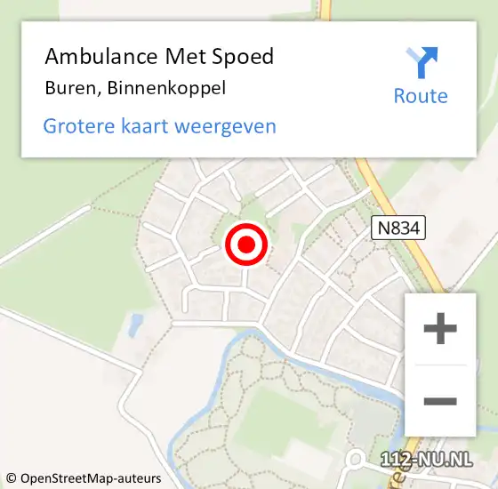 Locatie op kaart van de 112 melding: Ambulance Met Spoed Naar Buren, Binnenkoppel op 17 januari 2014 14:27