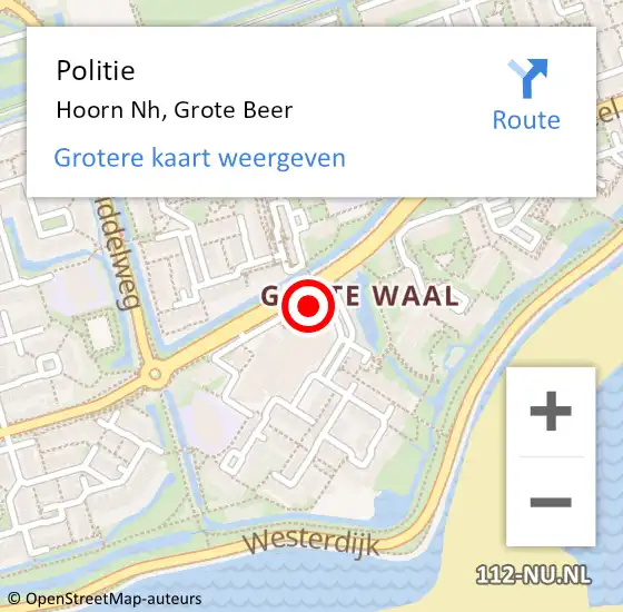 Locatie op kaart van de 112 melding: Politie Hoorn Nh, Grote Beer op 18 april 2017 16:34