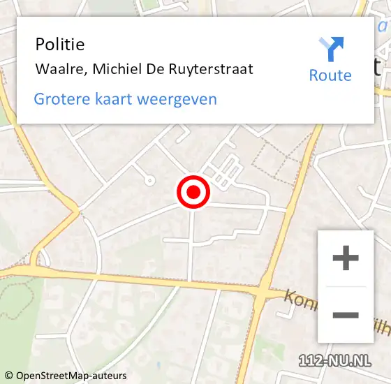 Locatie op kaart van de 112 melding: Politie Waalre, Michiel De Ruyterstraat op 18 april 2017 17:01