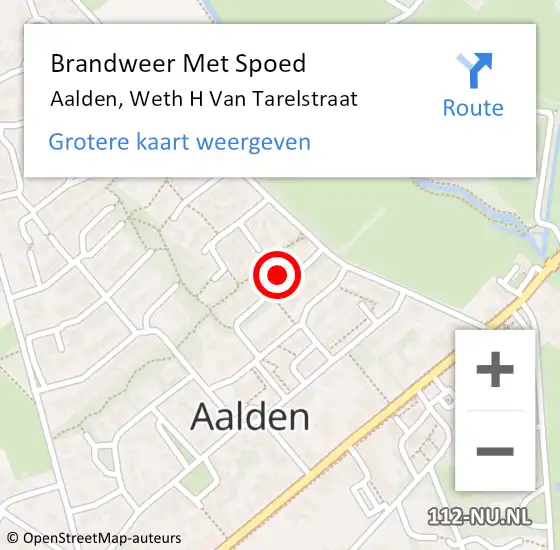 Locatie op kaart van de 112 melding: Brandweer Met Spoed Naar Aalden, Weth H Van Tarelstraat op 18 april 2017 17:07