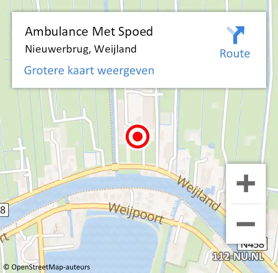 Locatie op kaart van de 112 melding: Ambulance Met Spoed Naar Nieuwerbrug, Weijland op 18 april 2017 18:20