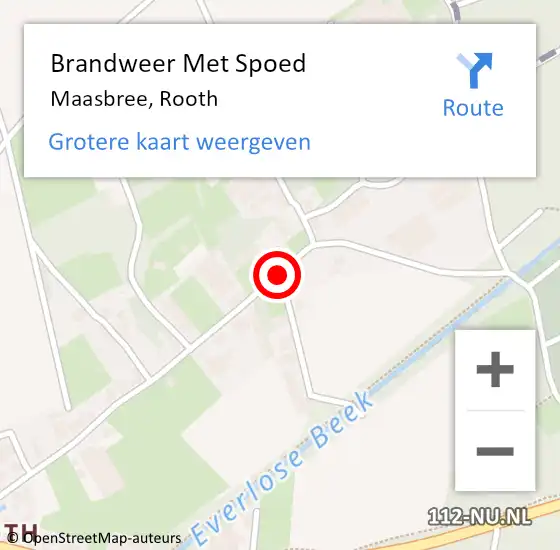 Locatie op kaart van de 112 melding: Brandweer Met Spoed Naar Maasbree, Rooth op 18 april 2017 18:21