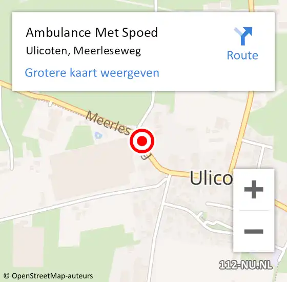 Locatie op kaart van de 112 melding: Ambulance Met Spoed Naar Ulicoten, Meerleseweg op 18 april 2017 18:23