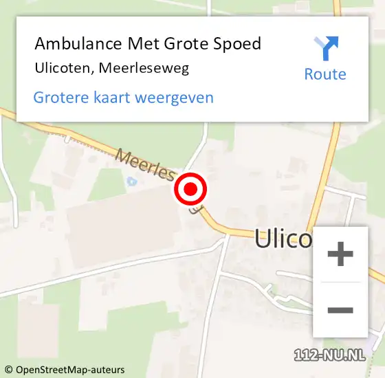 Locatie op kaart van de 112 melding: Ambulance Met Grote Spoed Naar Ulicoten, Meerleseweg op 18 april 2017 18:26