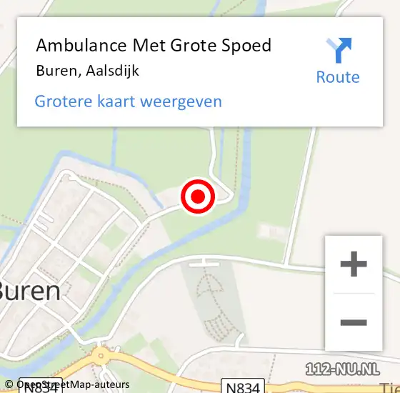 Locatie op kaart van de 112 melding: Ambulance Met Grote Spoed Naar Buren, Aalsdijk op 18 april 2017 18:26