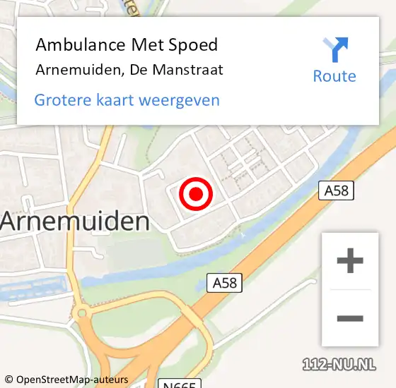 Locatie op kaart van de 112 melding: Ambulance Met Spoed Naar Arnemuiden, De Manstraat op 18 april 2017 18:42