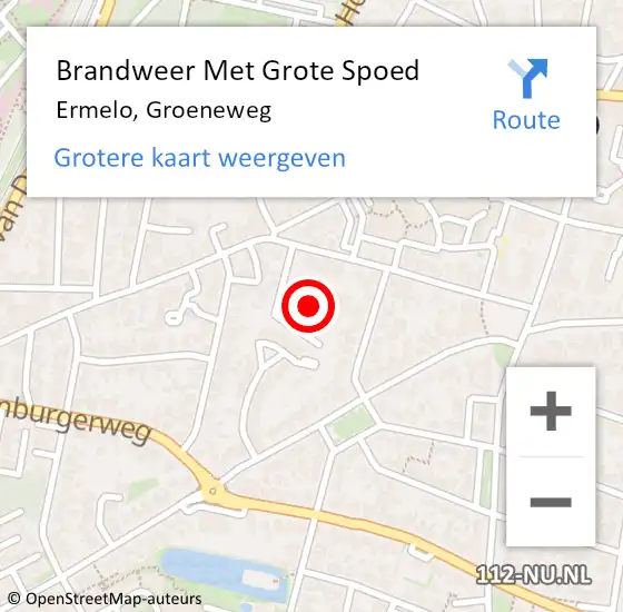 Locatie op kaart van de 112 melding: Brandweer Met Grote Spoed Naar Ermelo, Groeneweg op 18 april 2017 18:46