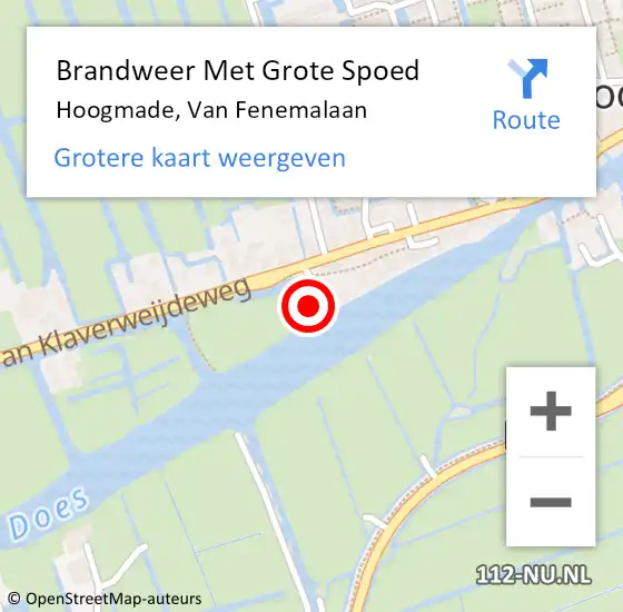 Locatie op kaart van de 112 melding: Brandweer Met Grote Spoed Naar Hoogmade, Van Fenemalaan op 18 april 2017 19:38