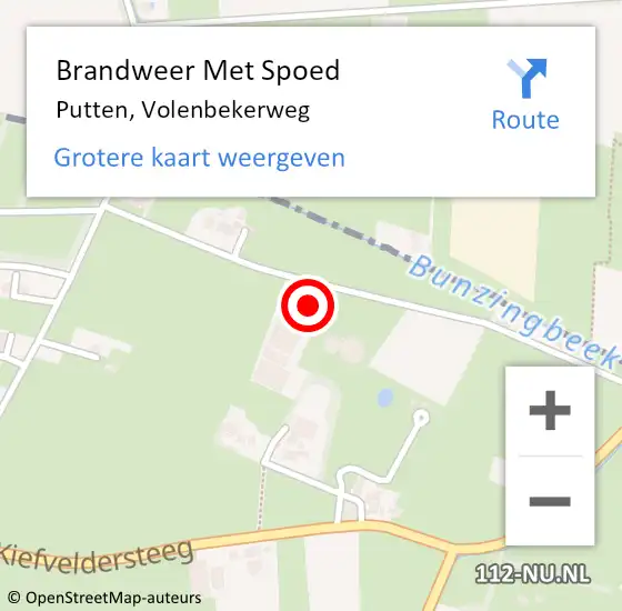 Locatie op kaart van de 112 melding: Brandweer Met Spoed Naar Putten, Volenbekerweg op 18 april 2017 19:50