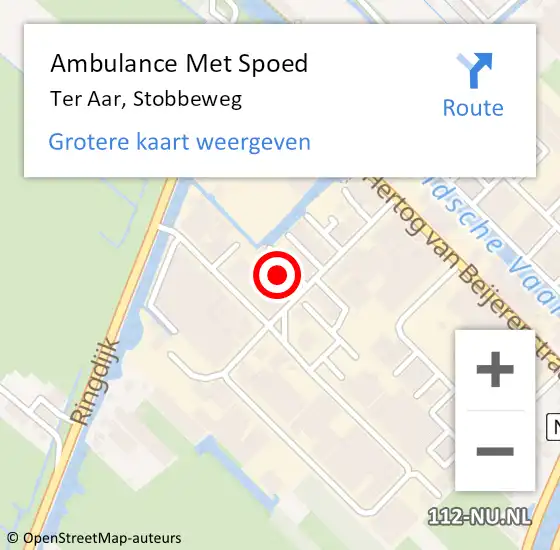 Locatie op kaart van de 112 melding: Ambulance Met Spoed Naar Ter Aar, Stobbeweg op 18 april 2017 19:54