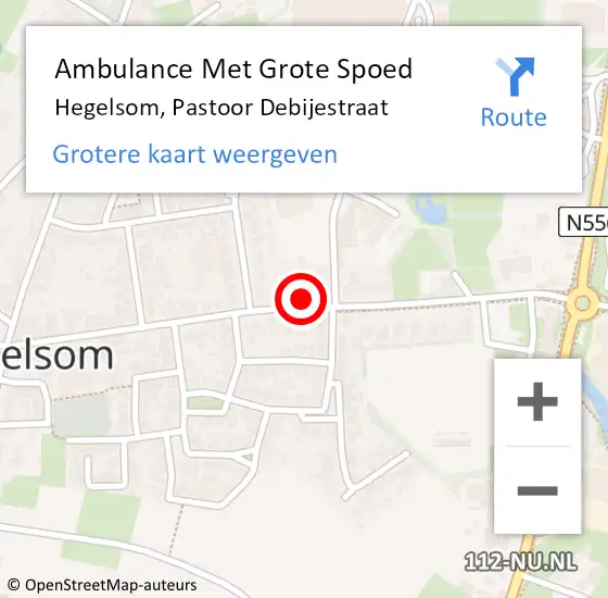 Locatie op kaart van de 112 melding: Ambulance Met Grote Spoed Naar Hegelsom, Pastoor Debijestraat op 18 april 2017 20:02