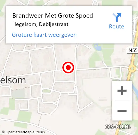 Locatie op kaart van de 112 melding: Brandweer Met Grote Spoed Naar Hegelsom, Debijestraat op 18 april 2017 20:02