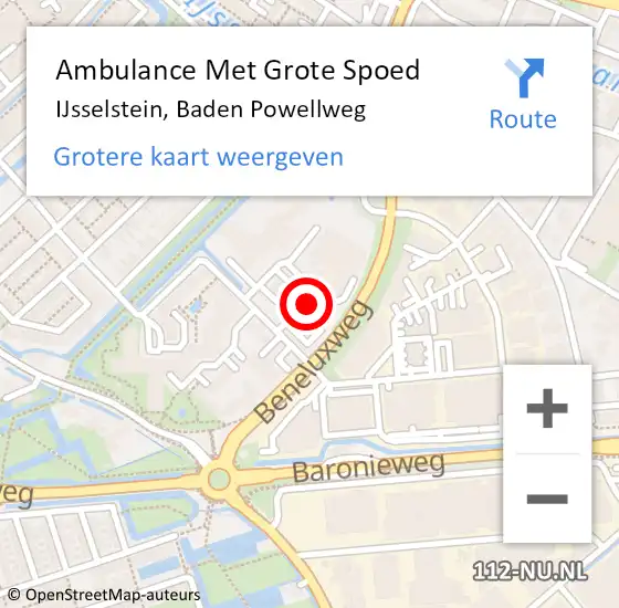 Locatie op kaart van de 112 melding: Ambulance Met Grote Spoed Naar IJsselstein, Baden Powellweg op 18 april 2017 20:09