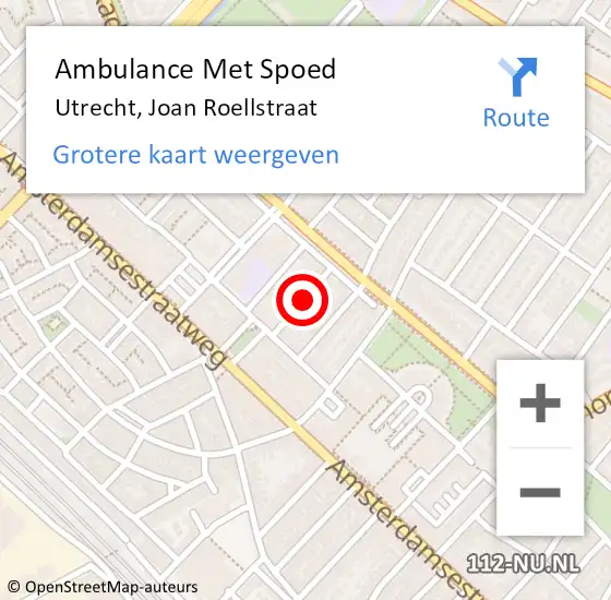 Locatie op kaart van de 112 melding: Ambulance Met Spoed Naar Utrecht, Joan Roellstraat op 18 april 2017 20:51