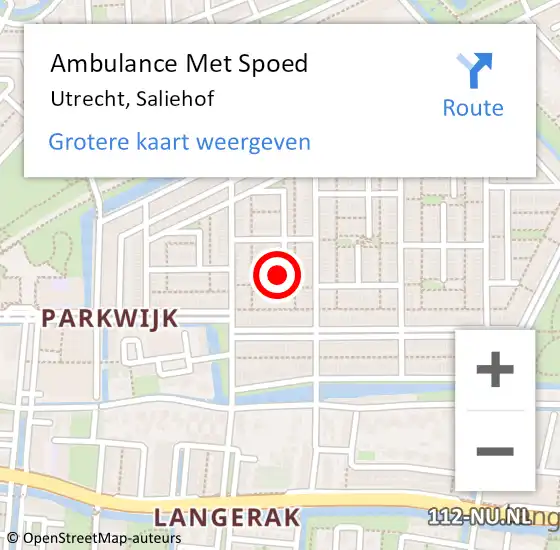 Locatie op kaart van de 112 melding: Ambulance Met Spoed Naar Utrecht, Saliehof op 18 april 2017 22:40