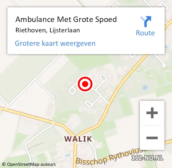 Locatie op kaart van de 112 melding: Ambulance Met Grote Spoed Naar Riethoven, Lijsterlaan op 18 april 2017 22:56