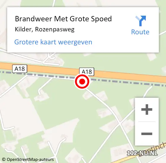 Locatie op kaart van de 112 melding: Brandweer Met Grote Spoed Naar Kilder, Rozenpasweg op 18 april 2017 23:02