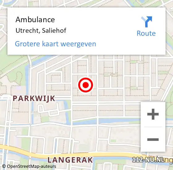 Locatie op kaart van de 112 melding: Ambulance Utrecht, Saliehof op 18 april 2017 23:45